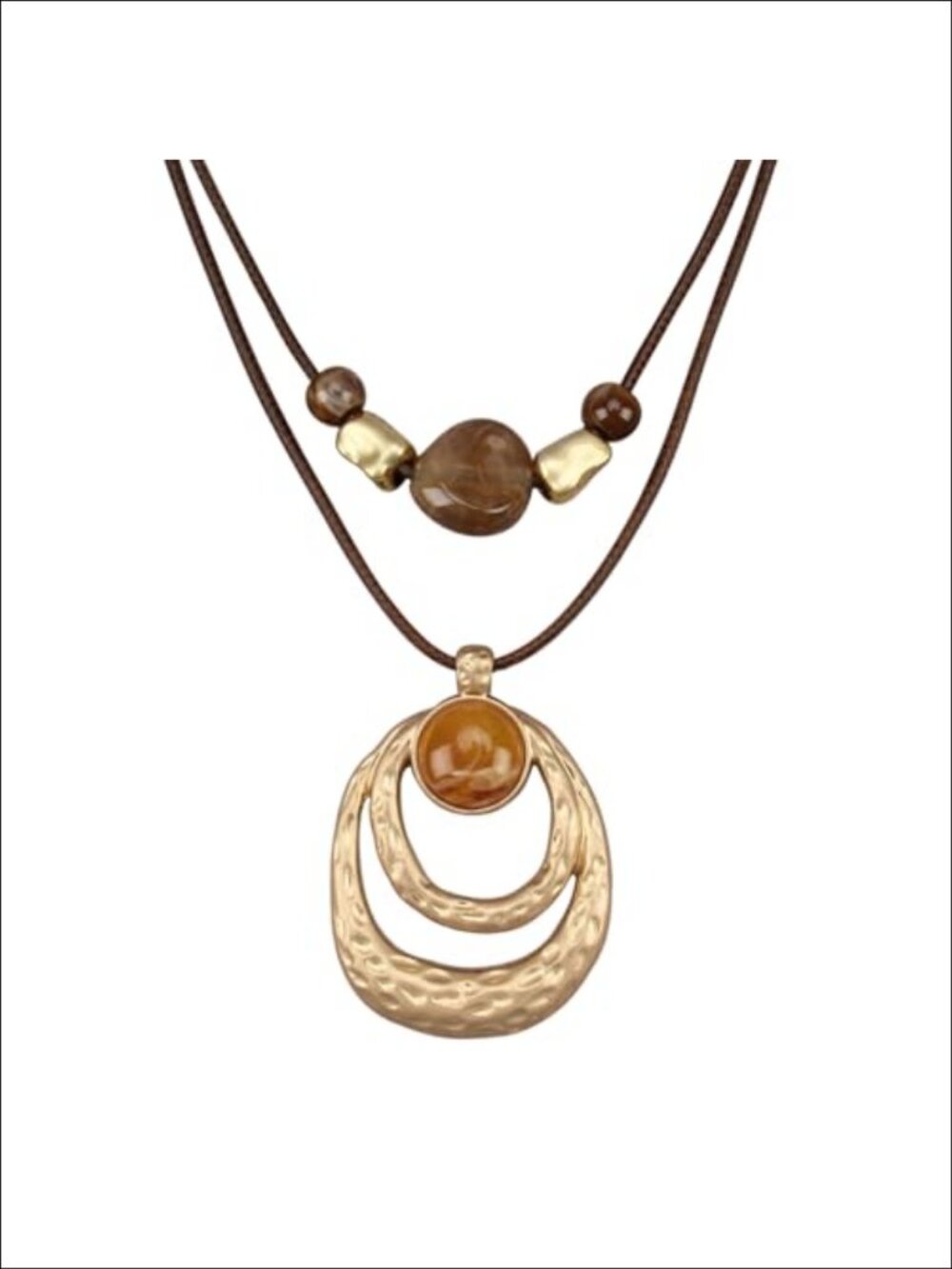 Boho Chunky Circle Pendant Necklace Leather Cord Women